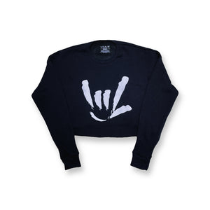 WOMEN ILY SIGN CROPPED CREW PULLOVER