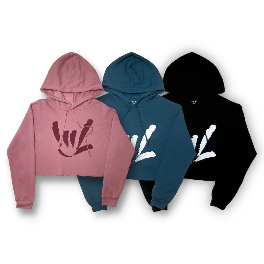 WOMEN ILY SIGN CROPPED HOODED