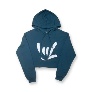 WOMEN ILY SIGN CROPPED HOODED