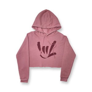 WOMEN ILY SIGN CROPPED HOODED