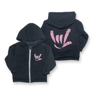 KIDS ILY SIGN ZIP HOODED