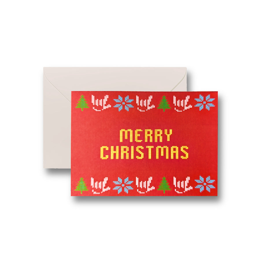 Merry Christmas Knit Pattern Card