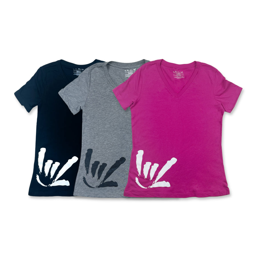 WOMEN V-NECK TEE - ILY SIGN